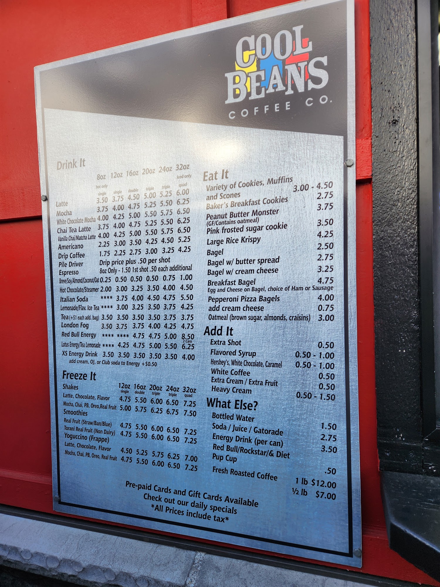 Cool Beans Coffee Menu