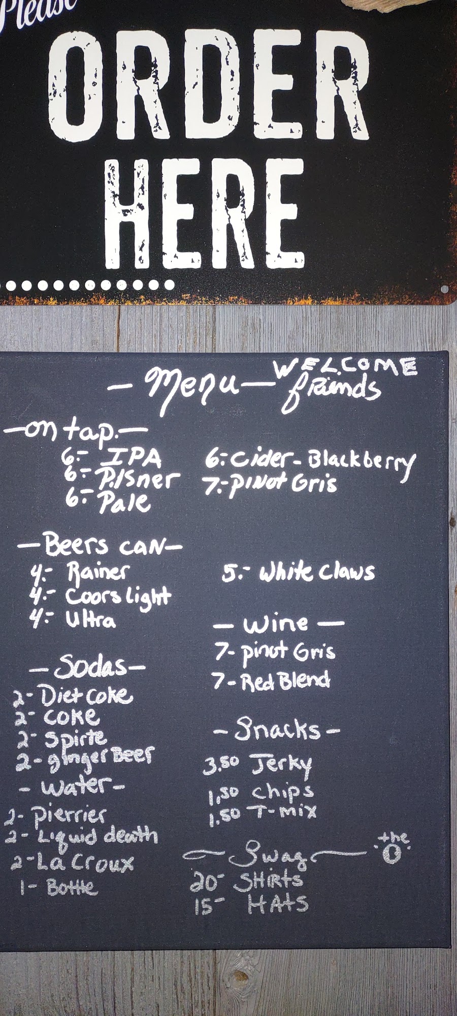 The O (Historic Saloon in Skamokawa) Menu