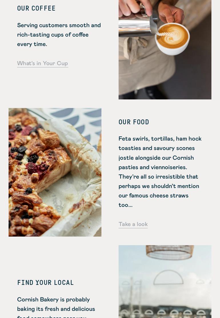 The Cornish Bakery Menu