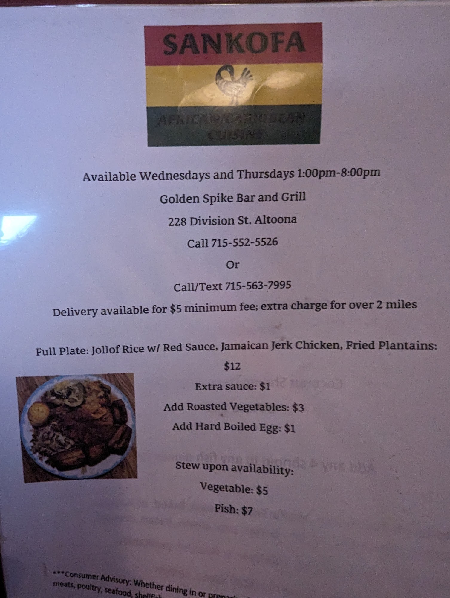 Golden Spike Bar & Grill Menu