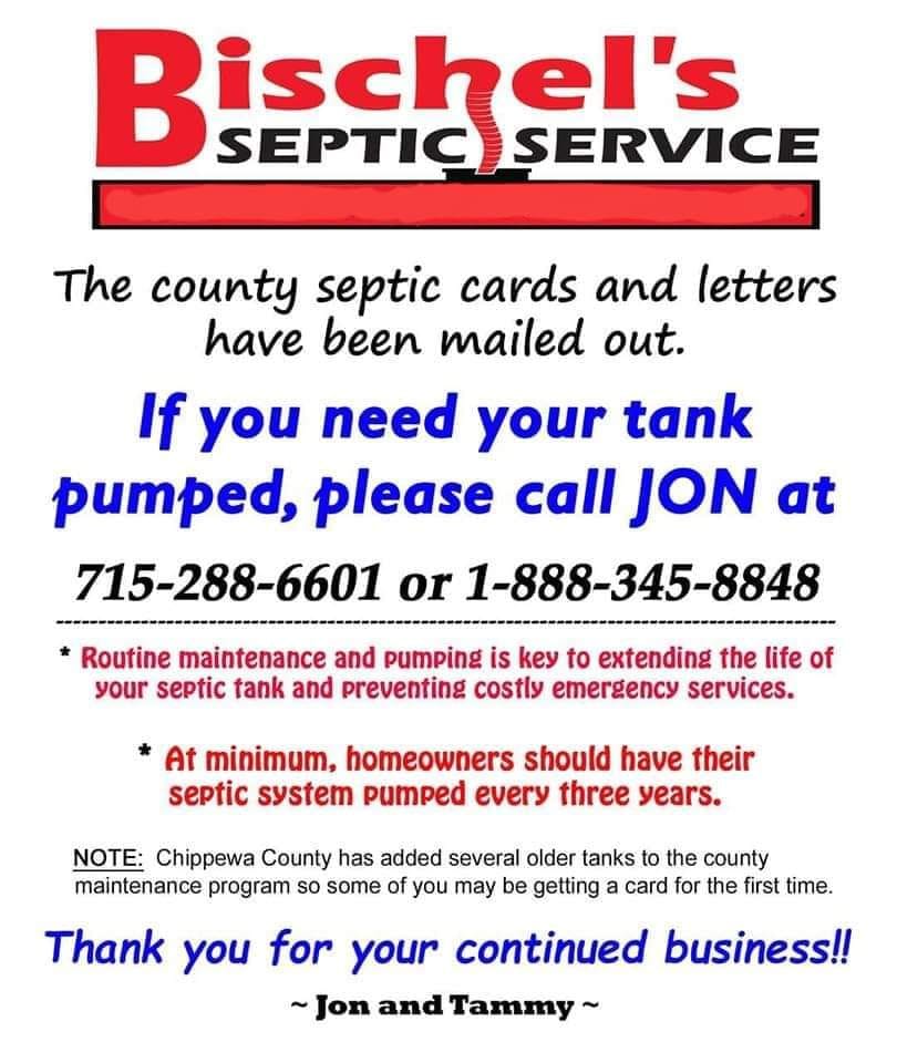 Bischel's Septic Services 12979 County Hwy SS, Bloomer Wisconsin 54724
