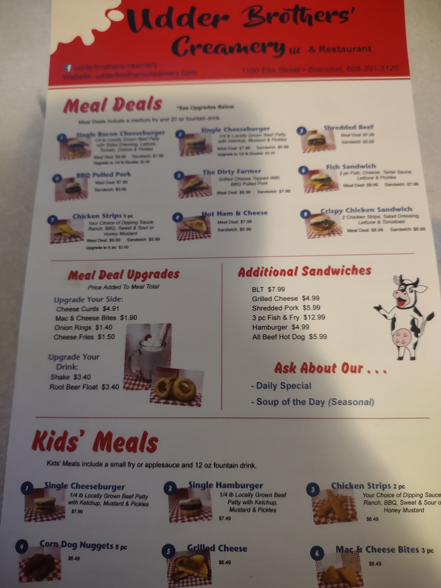Udder Brothers Creamery & Restaurant, Boscobel Menu, Reviews (126