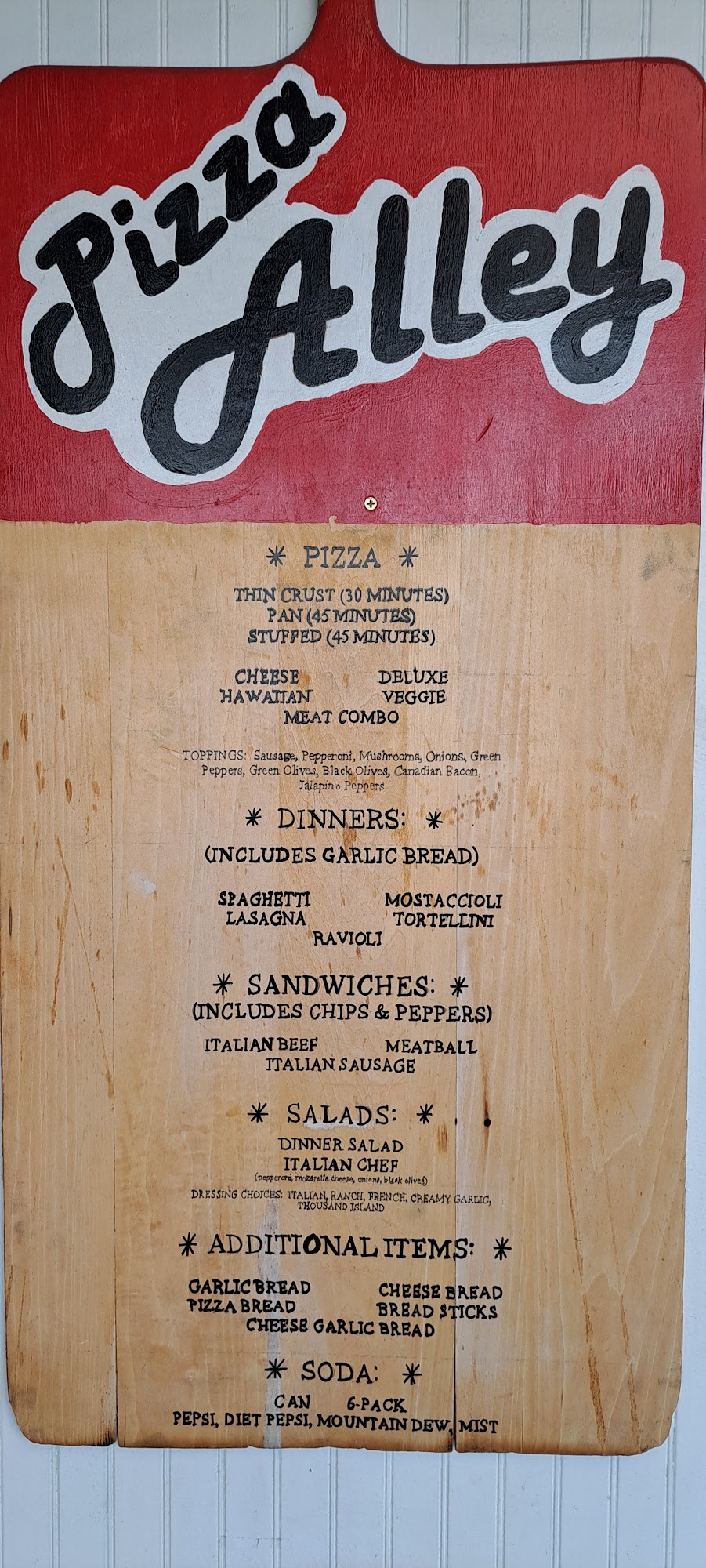 Pizza Alley Menu
