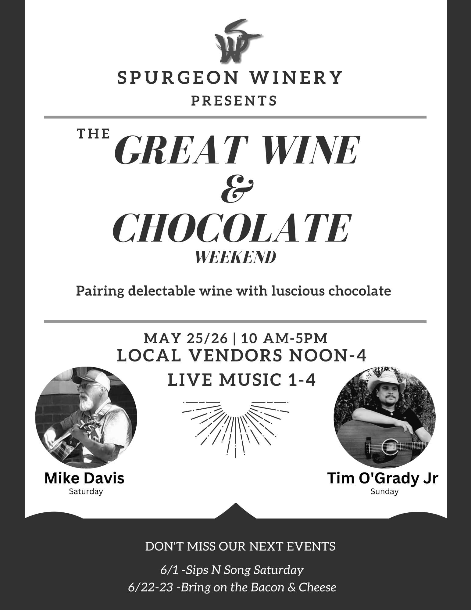 Spurgeon Vineyards & Winery Menu