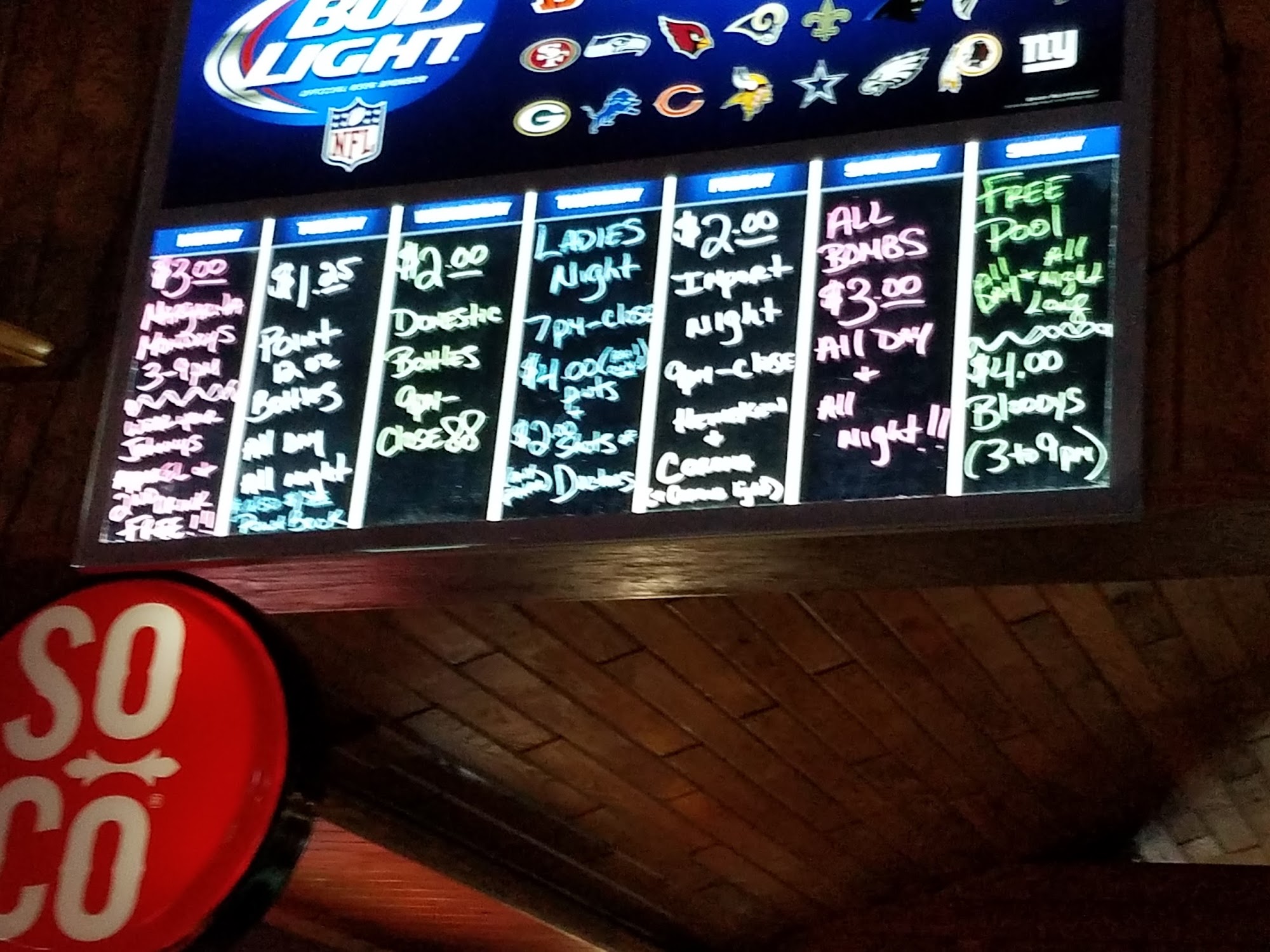 Johnny's Bar Menu