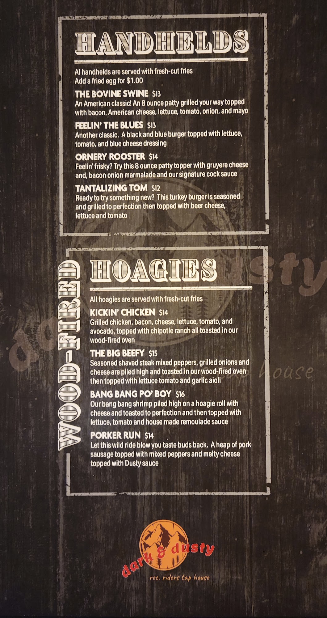 Dark and Dusty Rec Rider's Taphouse, Fairmont Menu, Reviews (27