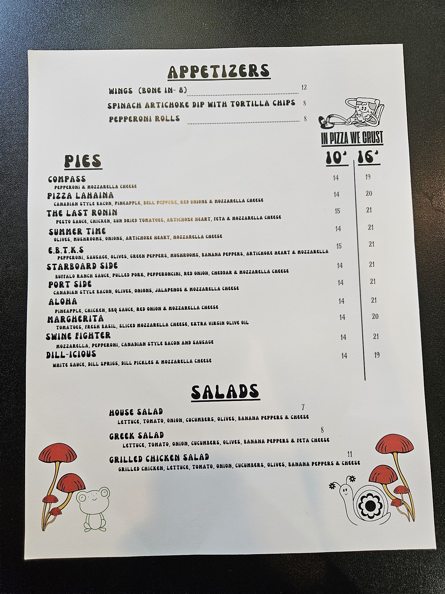 Compass pizza Menu