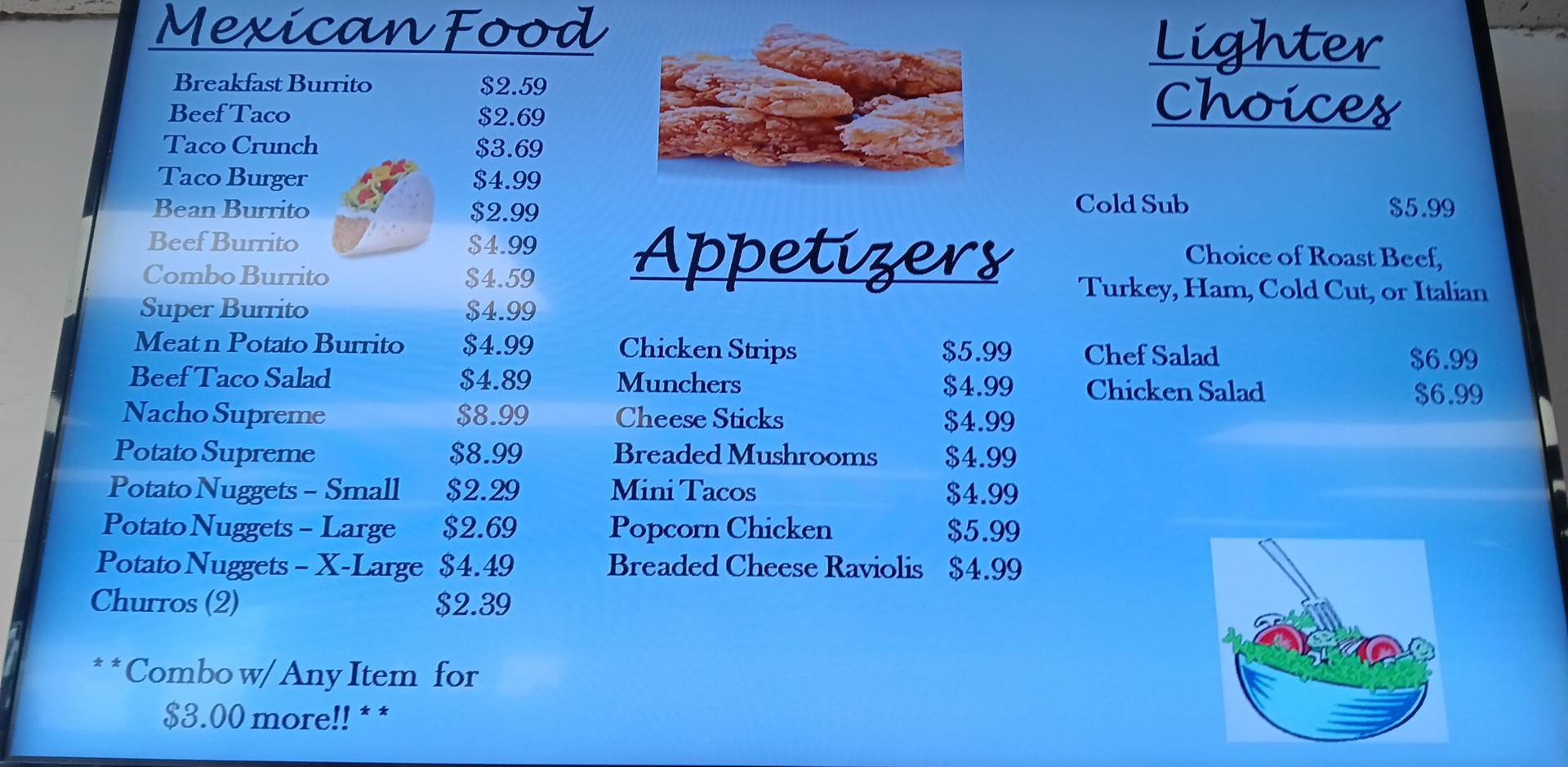 Overland Express Mart Menu