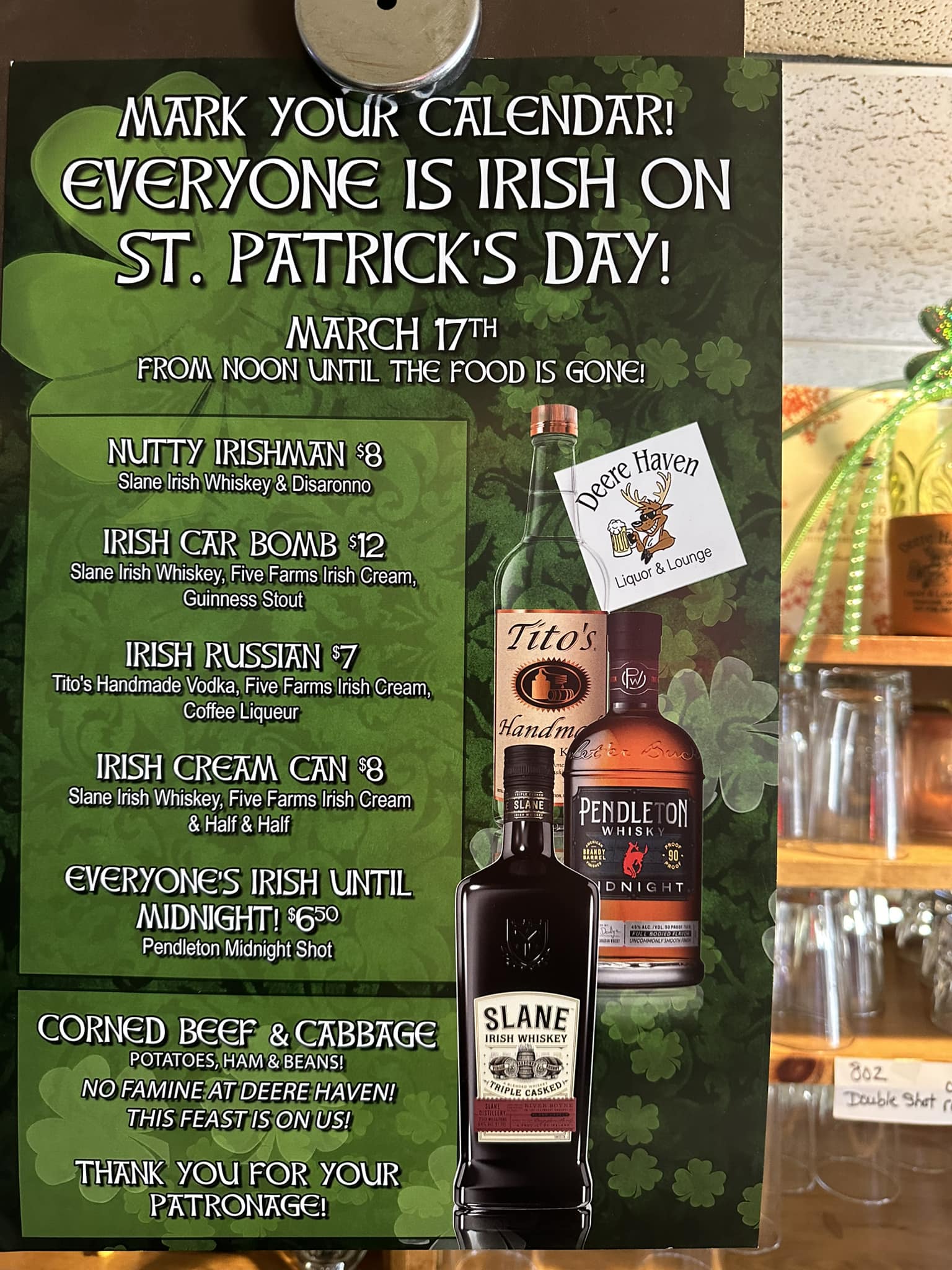 Deerehaven Liquor & Lounge Menu